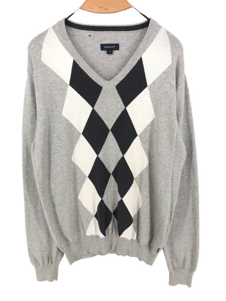 GANT Men V-Neck Cotton Cashmere Jumper Pullover Sweater Size M