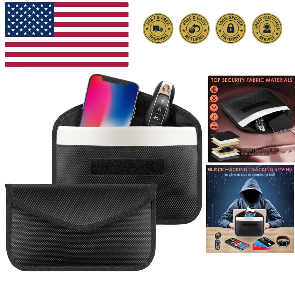 2 Pack Faraday Bags for Phone and Car Keys, Signal Blocking Key Pouch, Anti T...