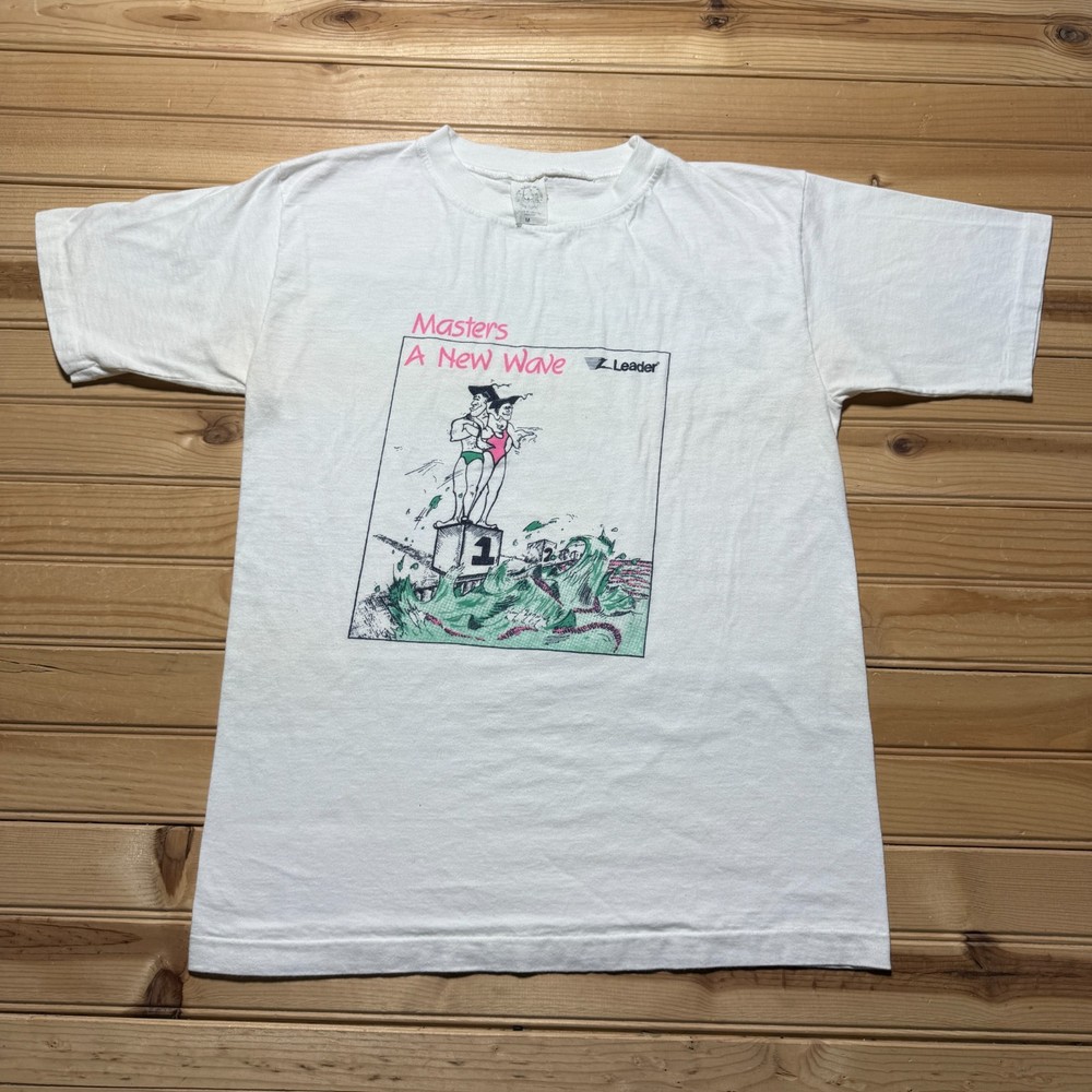 Vintage 80s 90s Masters Swimming A New Wave Cartoon Single Stitch Shirt - Medium
