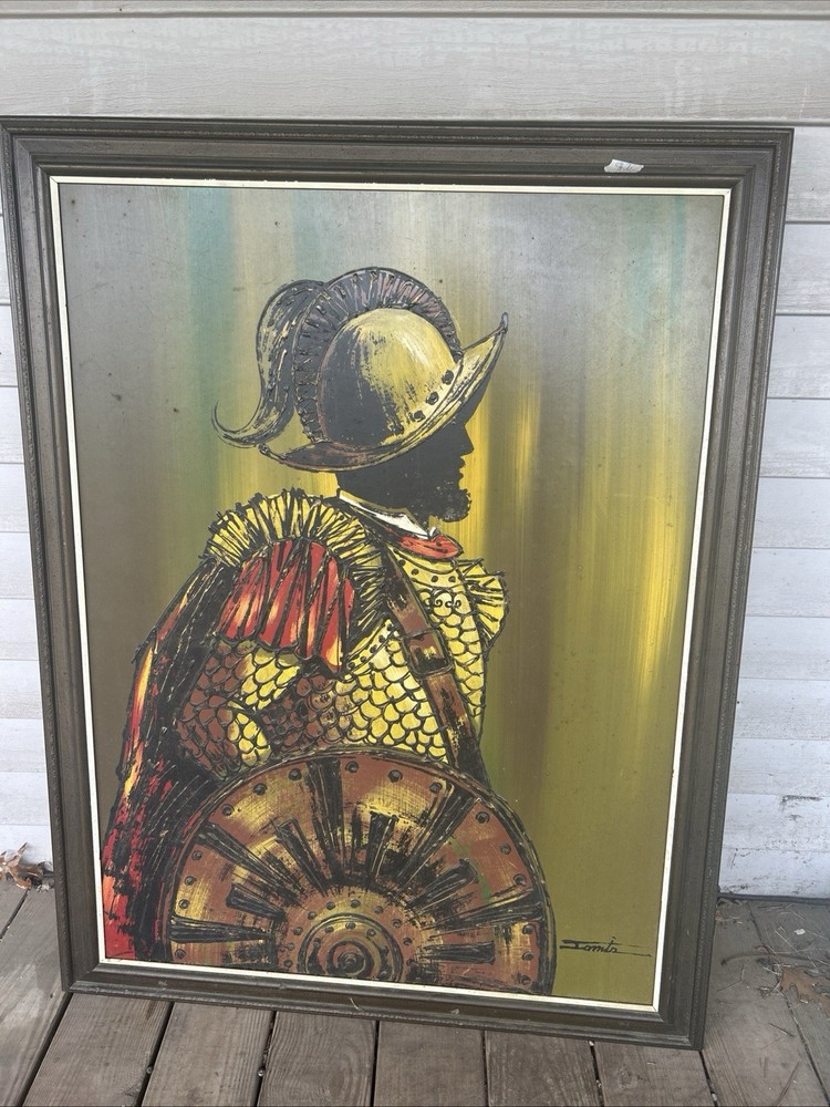 Vintage Mid Century Conquistador Original Oil Painting By Lee Reynolds