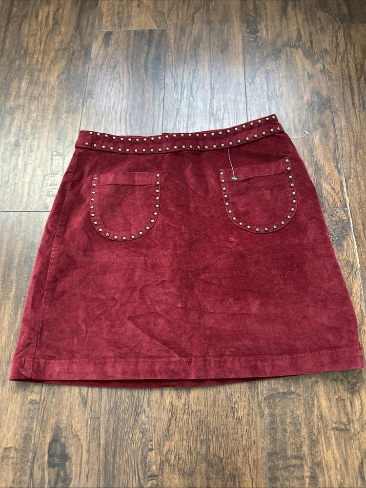 Mossimo Corduroy Skirt Women's Size 4 Red Studded Casual