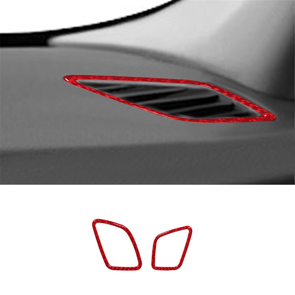 For BMW X3 F25 X4 F26 Red Carbon Fiber Car Interior Defogger Vent Cover Trim 2*