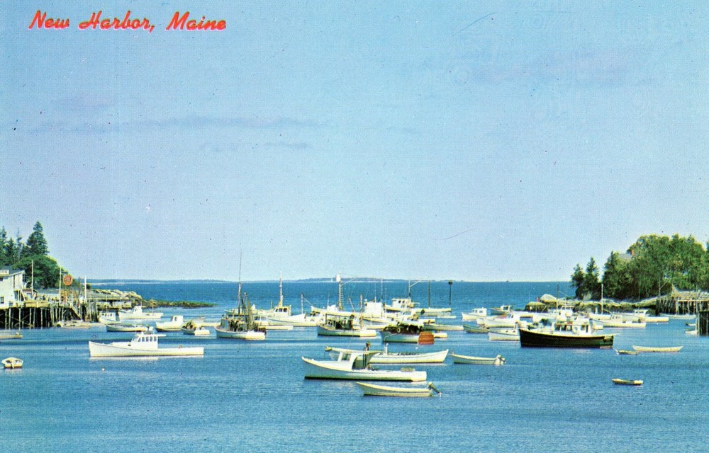 Boats at Anchor, Back Cove, New Harbor, Maine, UNP, EXC --POSTCARD