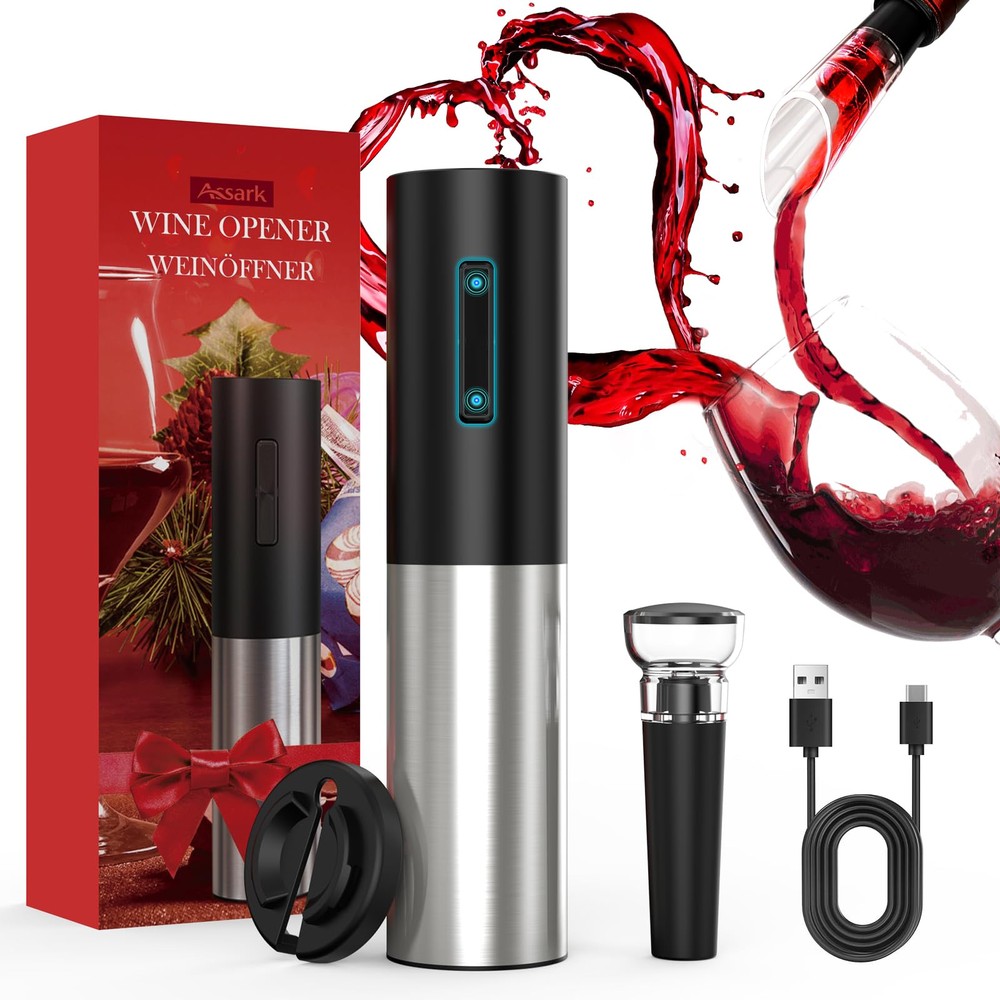 Rechargeable Electric Wine Opener – Automatic Cordless Wine Bottle Opener with Easy Cork Removal, Perfect for Wine Lovers and Entertaining