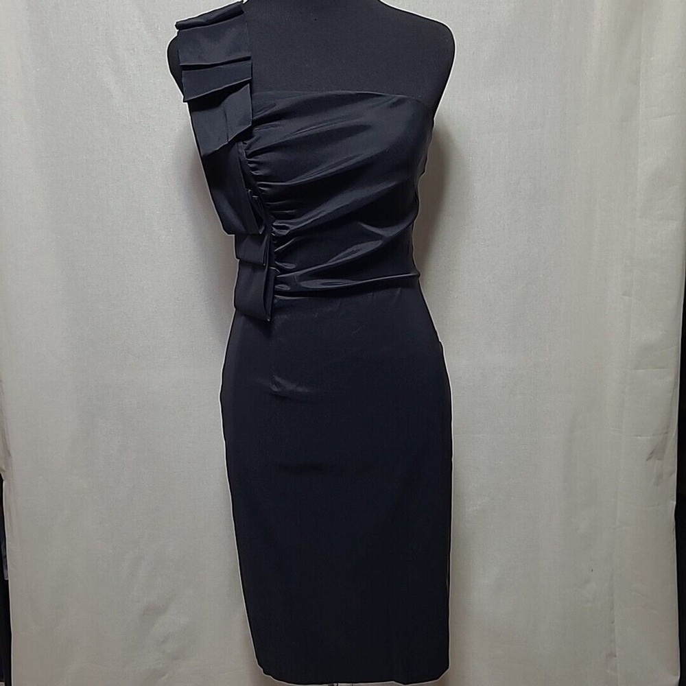 Joseph Ribkoff One Shoulder Cocktail Dress Black Size 4 LBD Party