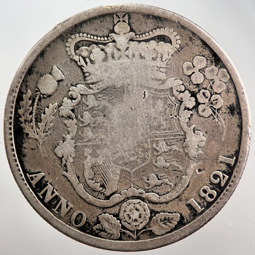 Rare 1821 George IV British Silver Half Crown Coin Collectible Grade A695