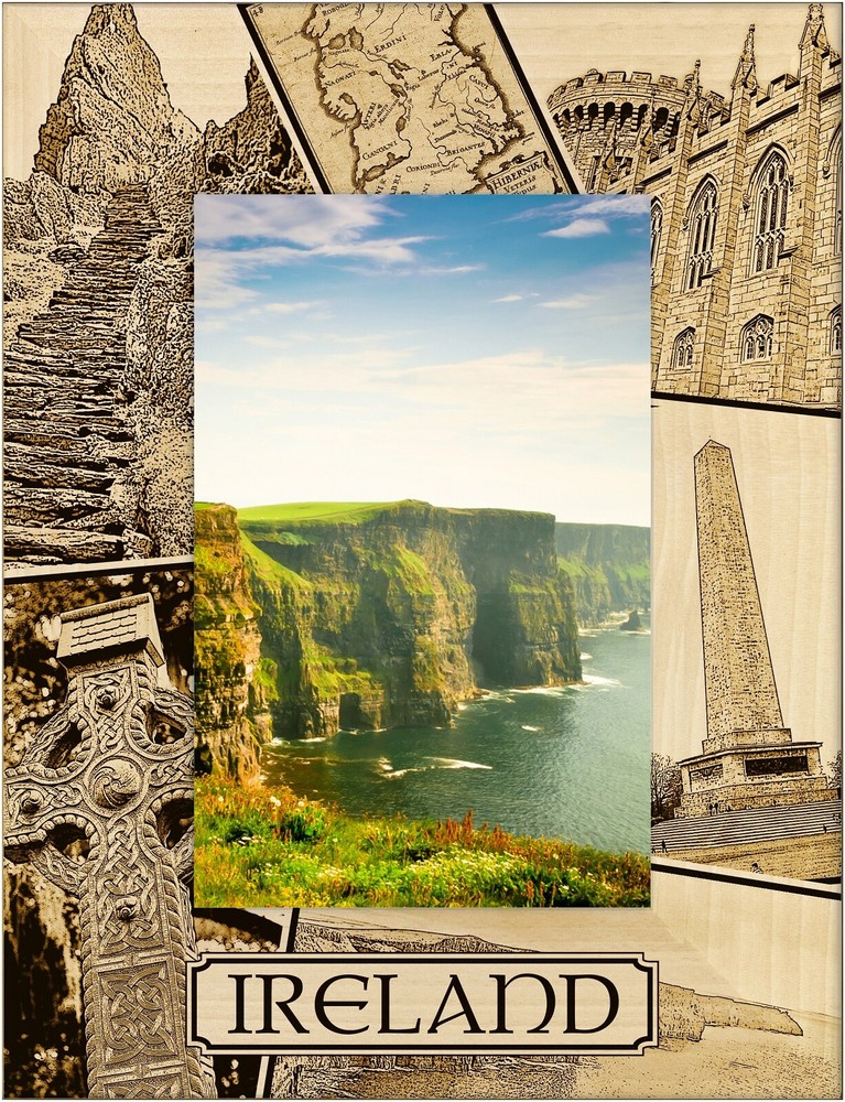 Ireland Laser Engraved Wood Picture Frame Portrait (4 x 6)
