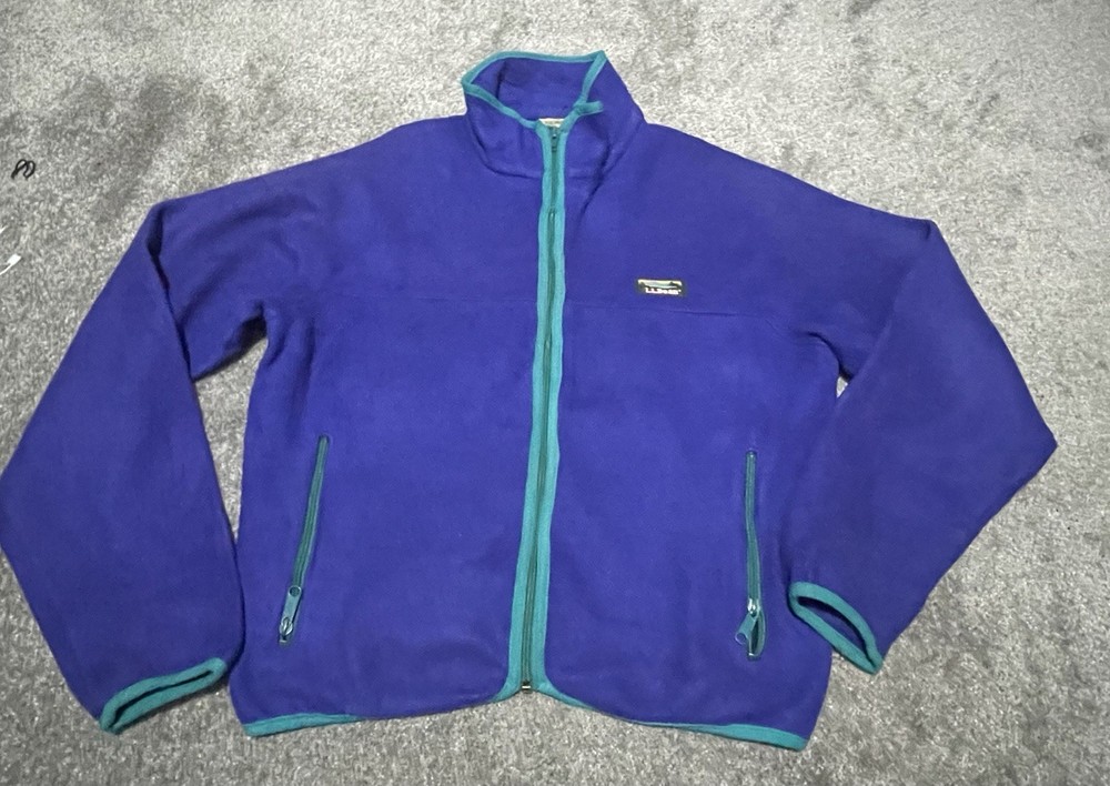 L.L. Bean Fleece Jacket Vintage 90s Full Zip Made In USA Retro Size Medium L