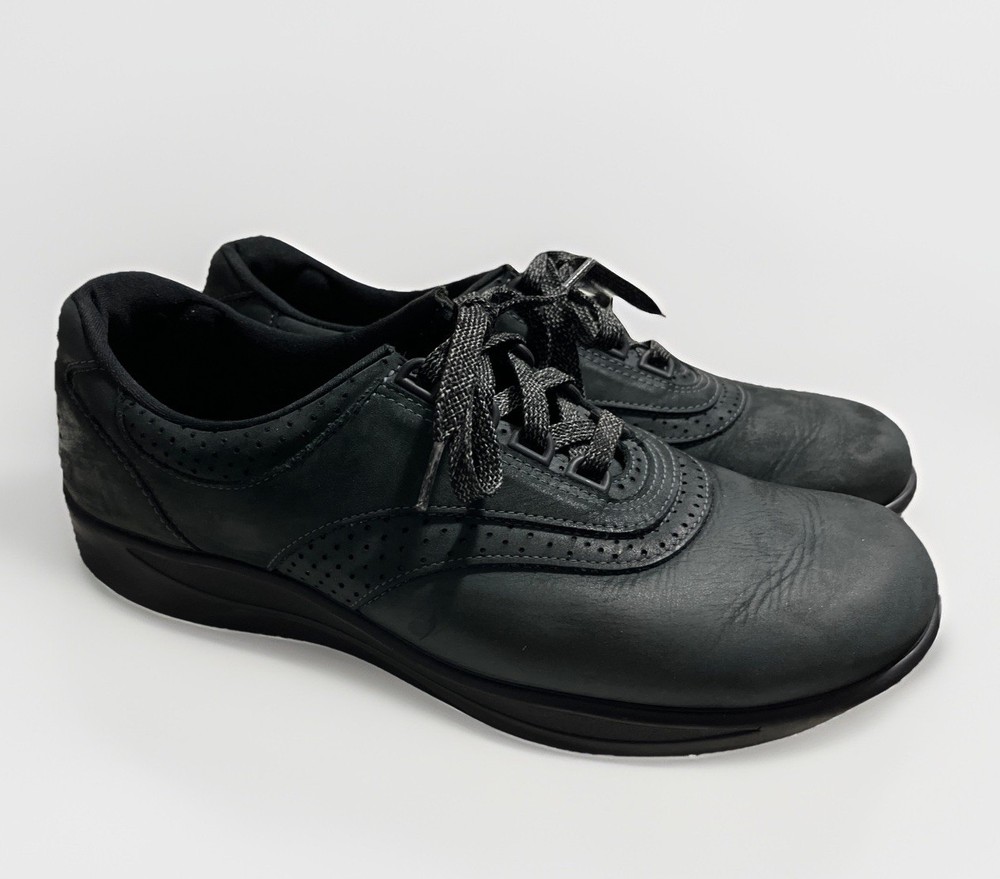 SAS Walk Easy Women's Black Leather Comfort Walking Shoes Size 11 Laces