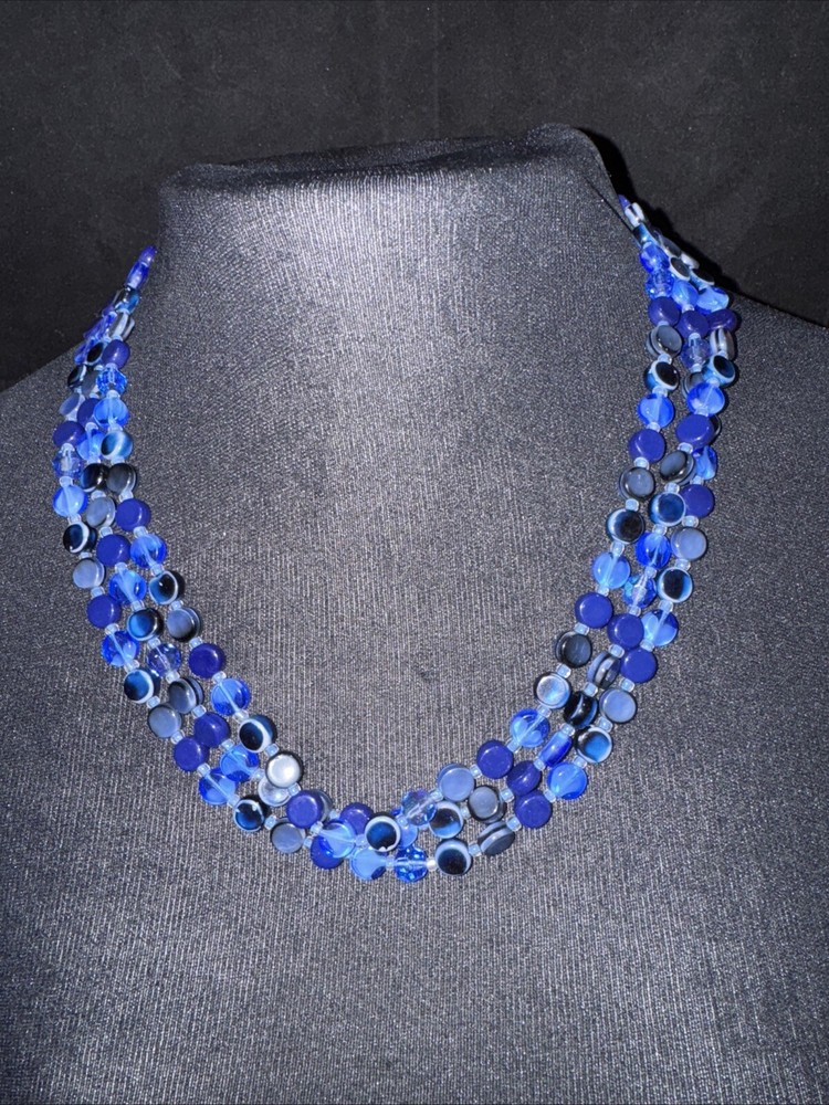 Beaded Necklace Vtg Red Acrylic West Germany Triple Strand Layered 18
