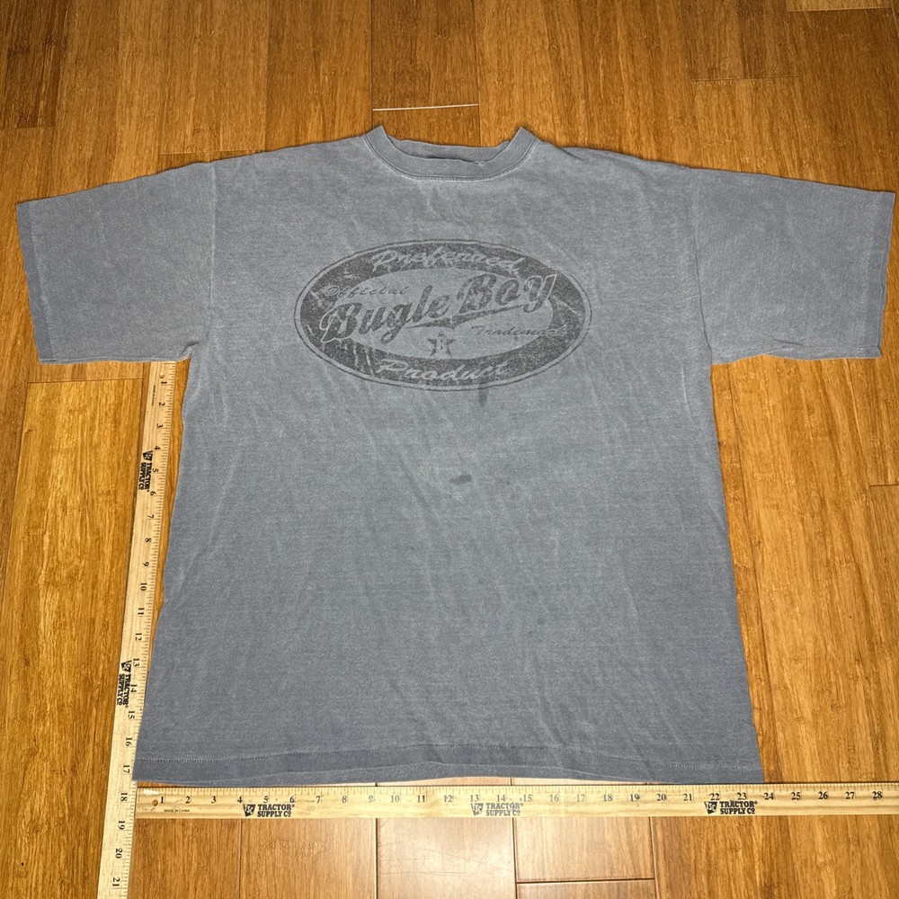 Vintage 90s Bugle Boy Short Sleeve T Shirt Boys Size Large Blue Single Stitch