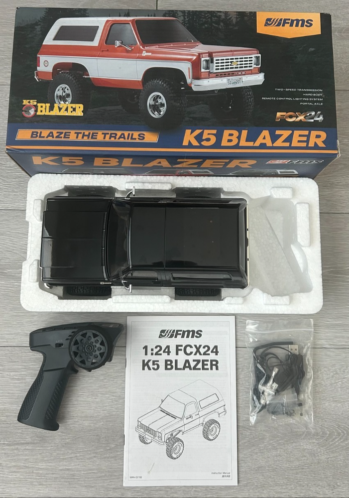FMS 1:24 FCX24 Chevrolet K5 Blazer RTR Mini RC Rock Crawler Open Box Black Y1
