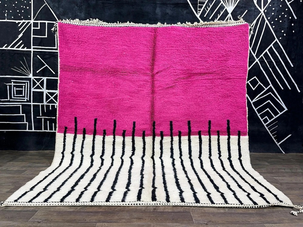 Boho Moroccan Rug – Vintage Berber Wool Carpet, Hand-Knotted Tribal Art