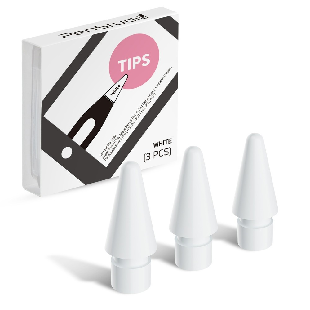 Penstudio Replacement Tips for Apple Pencil Pro/1st/2nd &USB-C | 3 Pack | White