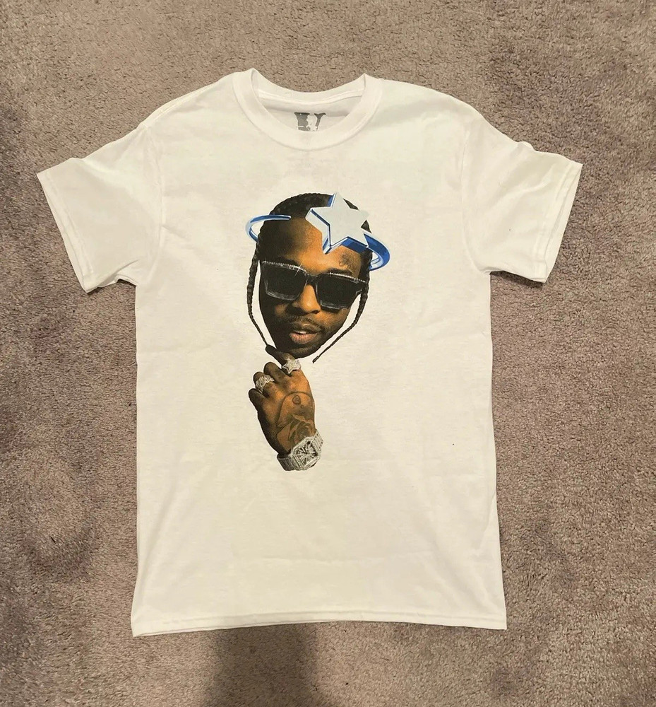 Pop Smoke x VLONE Halo Graphic T-Shirt White Cotton Size Medium