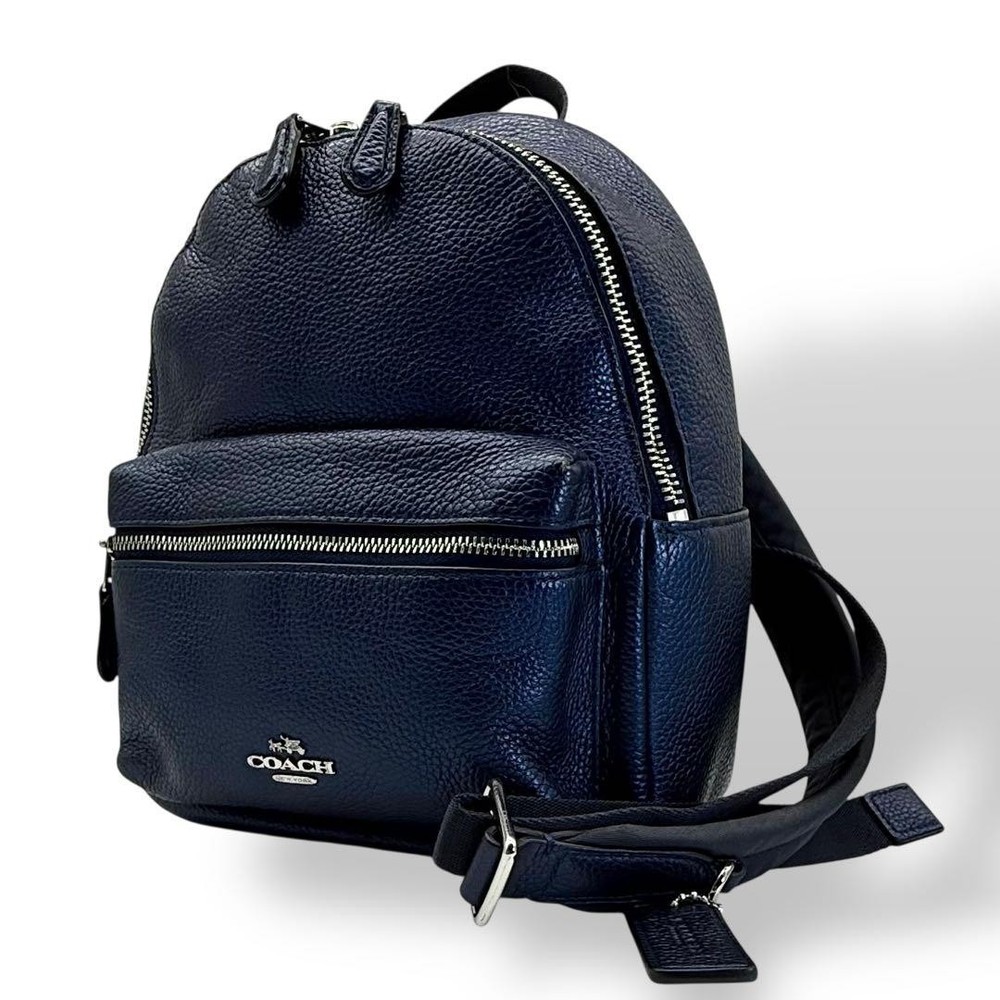 Coach Navy Leather Backpack G0802194 Authentic