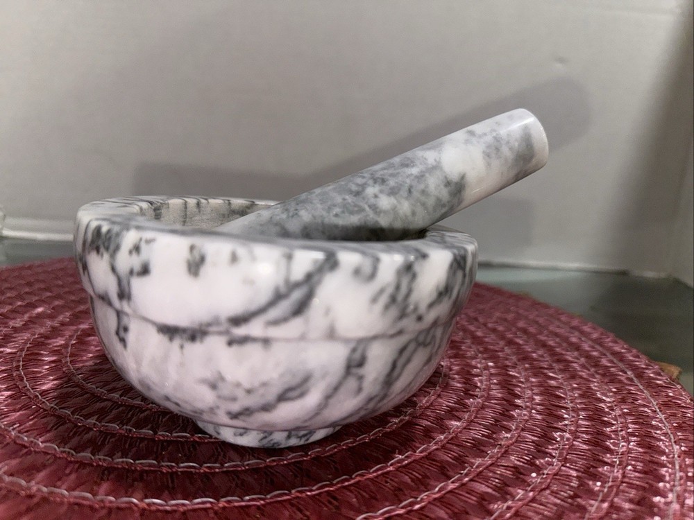 Mortar And Pestle Set Marble Guacamole Bowl Spice Herb Kitchen Grinder Crusher