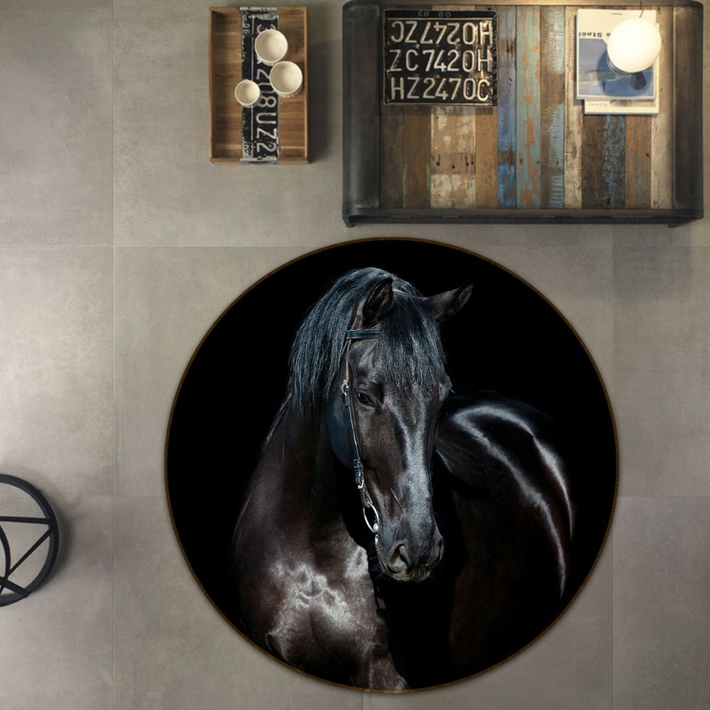3D Dark Horse O1986 Animal Non Slip Rug Mat Elegant Photo Carpet Fay