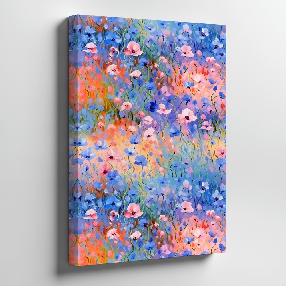 Colorful Floral Abstract Canvas Wall Art Vibrant Garden Flowers Print Home Decor