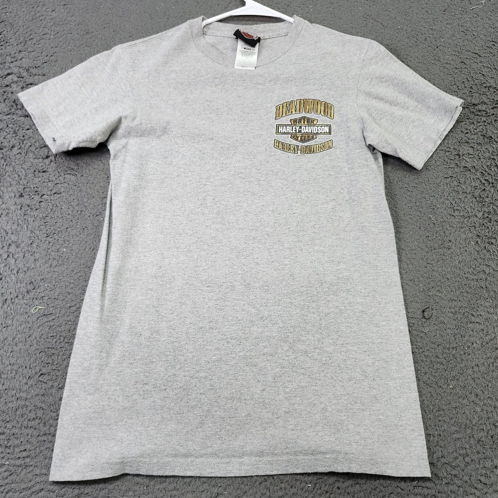 Harley-Davidson Deadwood Shirt Mens Small Gray South Dakota Skull Graphic Tee