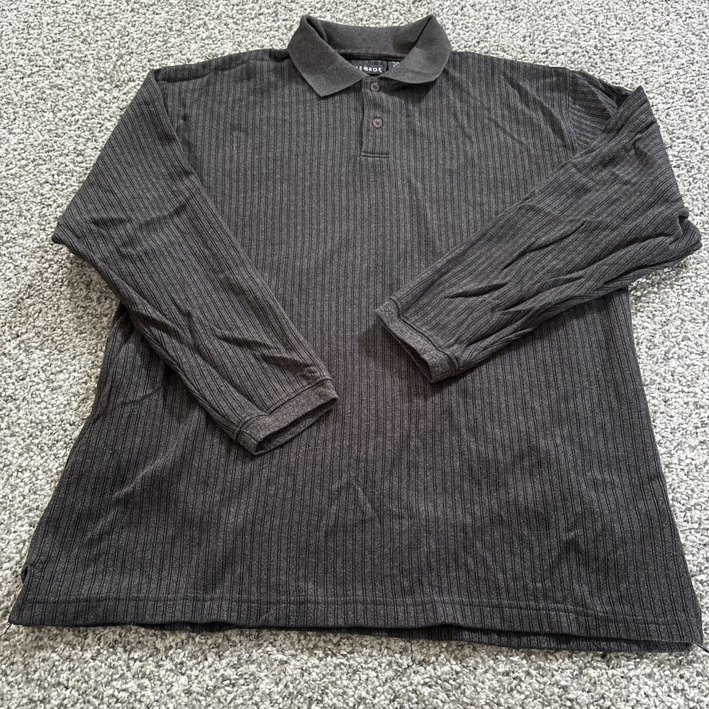 George Men's XL Black Long Sleeve Polo Shirt