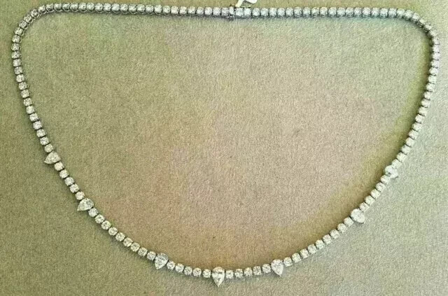 10 CT Lab Diamond Tennis Choker in 14k White Gold Plated