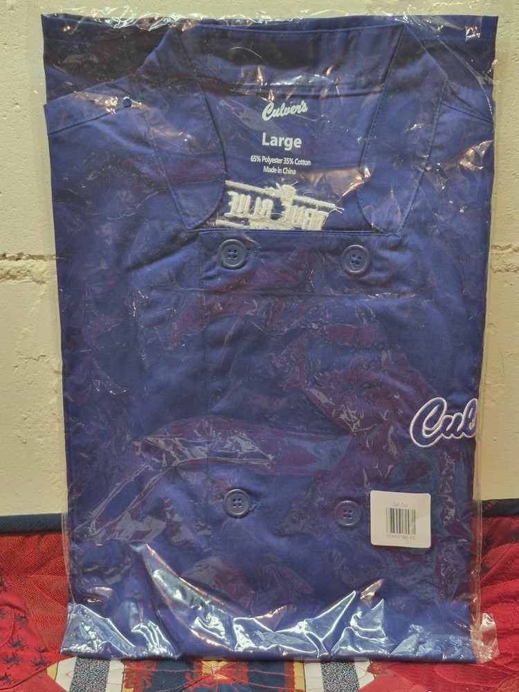 Culvers Chef Coat Shirt Employee Work Uniform Size Large McDonalds `