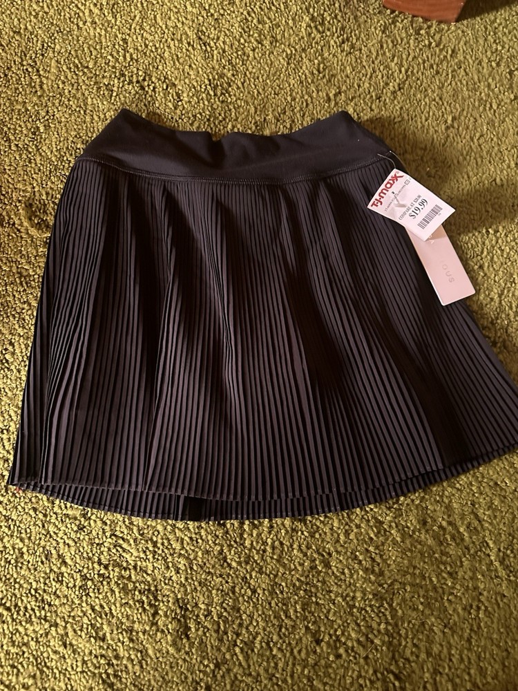 SOUSOU Knit Pleated Short Skirt Black Elastic Waist Women's Size L
