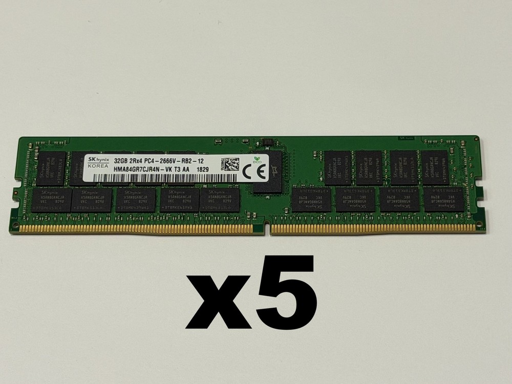 SK Hynix 32GB PC4-21300 DDR4 2666V ECC Server Memory HMA84GR7CJR4N-VK *LOT OF 5*