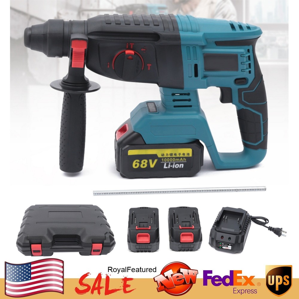 21V Brushless Cordless Jack Hammer with Charger 1100 RPM for Concrete Demolition