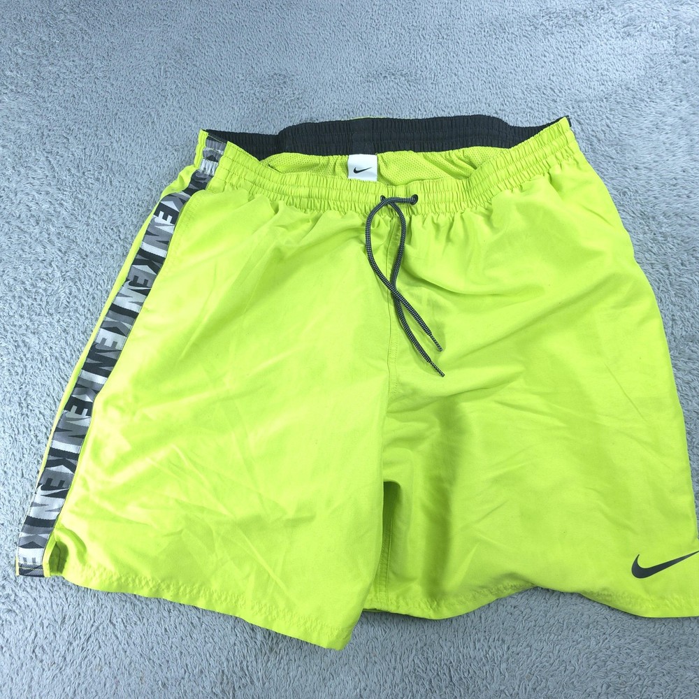 Nike Shorts Mens 2XL Yellow Athletic Mesh Lined Elastic Waist Drawstring Gym