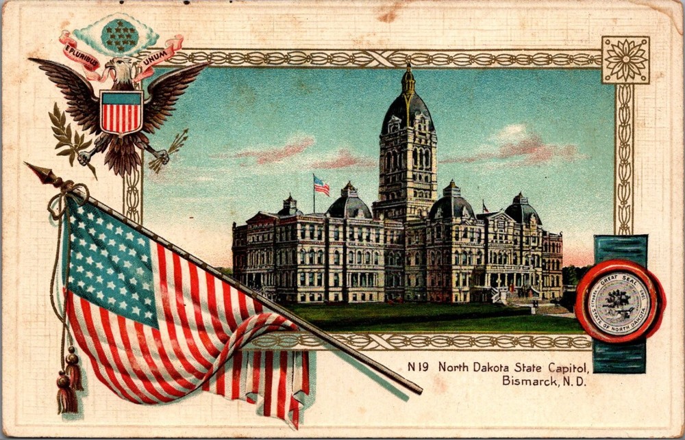 North Dakota State Capitol Bismarck ND Vintage Postcard S. Langsdorf German