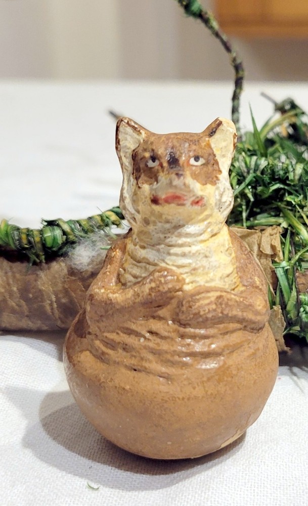 Wolf rolly-polly Toy.  Early 1900s miniature German composition Toy.