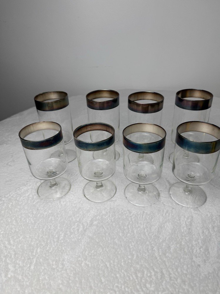 Vintage Dorothy Thorpe Allegro Goblets & Wine Glasses Set of 8 Two Sizes MCM