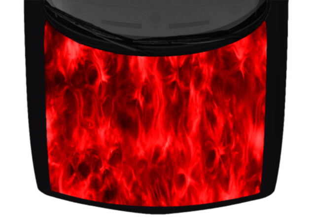 Fire Flame Skull Pattern Bright Red Hood Truck Wrap Vinyl Car Graphic Decal