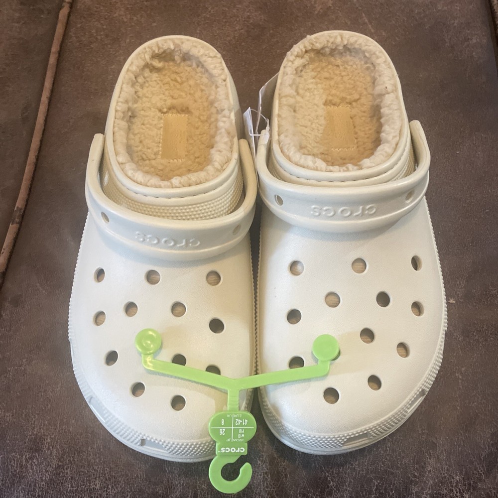 Crocs Classic Platform Lined Clogs Beige Shoe 207938-2Y2 Womens Size W 10