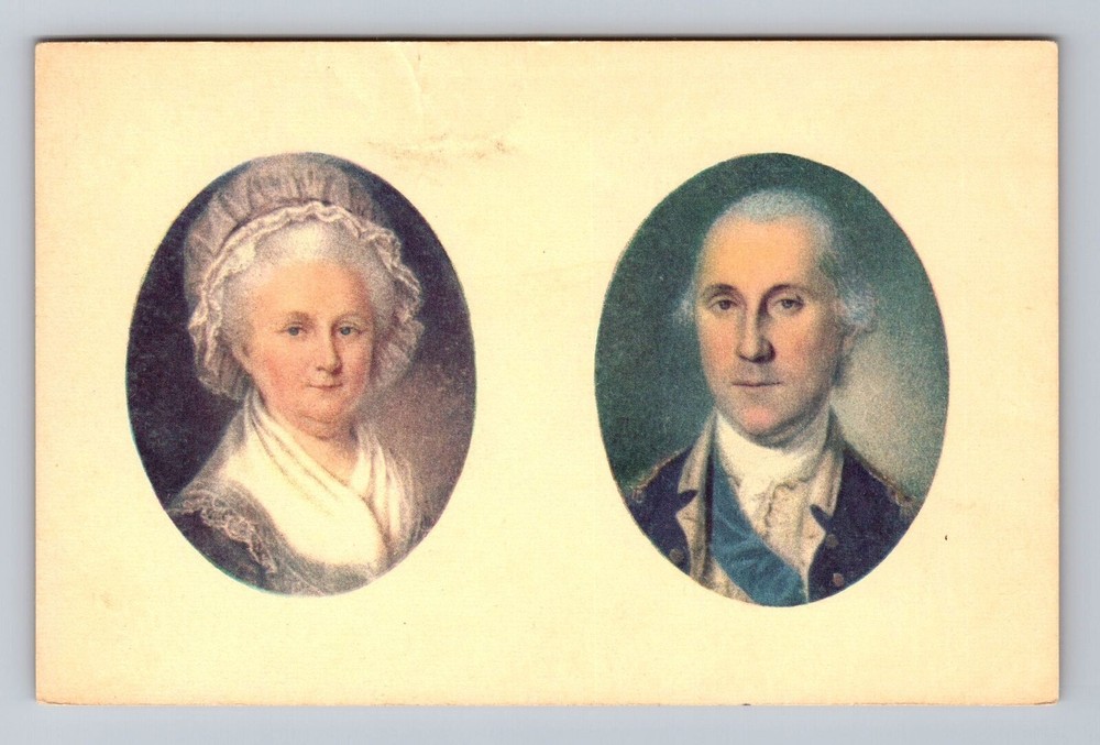 Virginia VA Mount Vernon George & Martha Washington Portraits Vintage Postcard