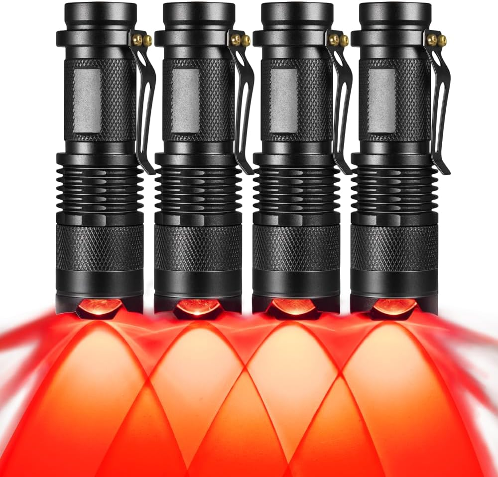 4 Pack Red Light Flashlight, 3 Modes Red LDE Flashlight Red Flashlight for Astro
