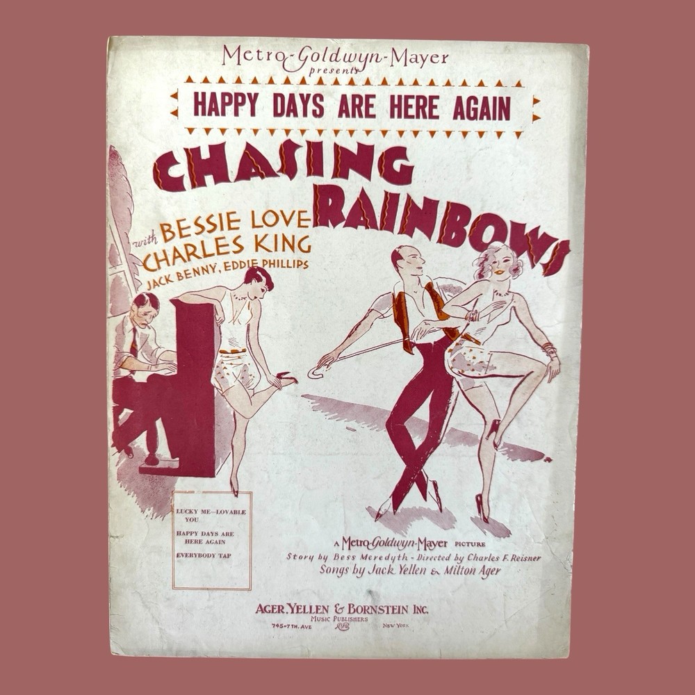 Happy Days Are Here Again 1929 Sheet Music MGM Chasing Rainbows Yellen Ager