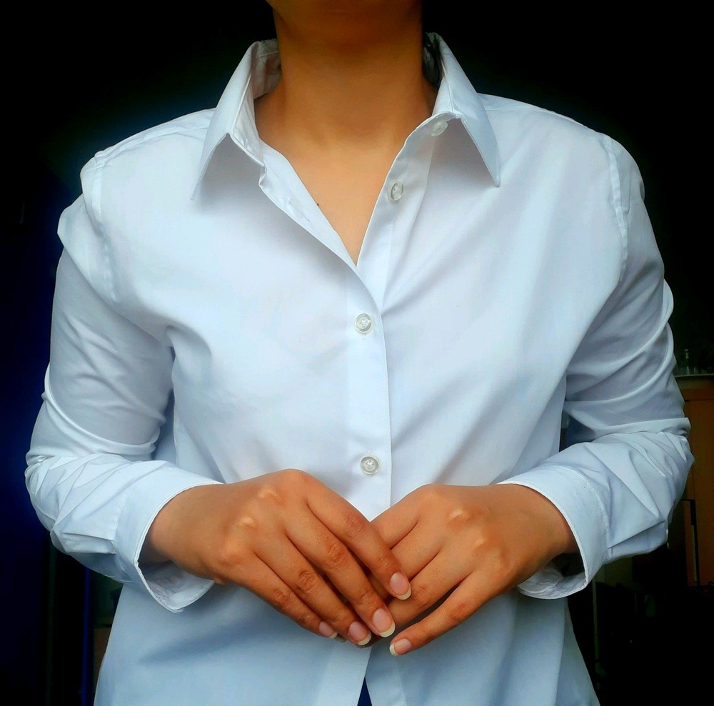 Women's White Collared Button-Up Shirt – Size S, Cotton and Polyester, New