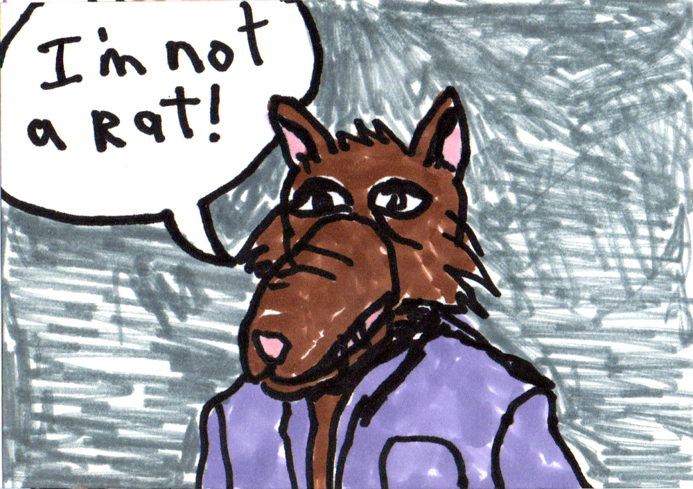 Splnter  Ninja Turtle ACEO original PAINTING miniature outsider art comic art