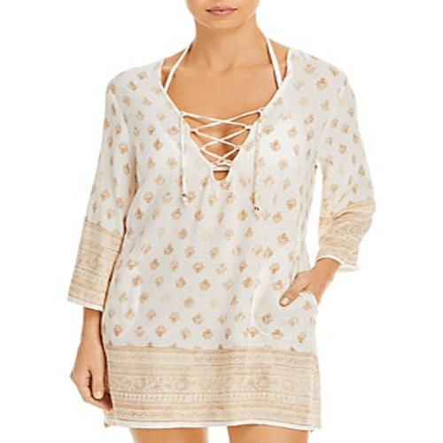 J. Valdi Venice Lace up Dress Swim Cover up Size M
