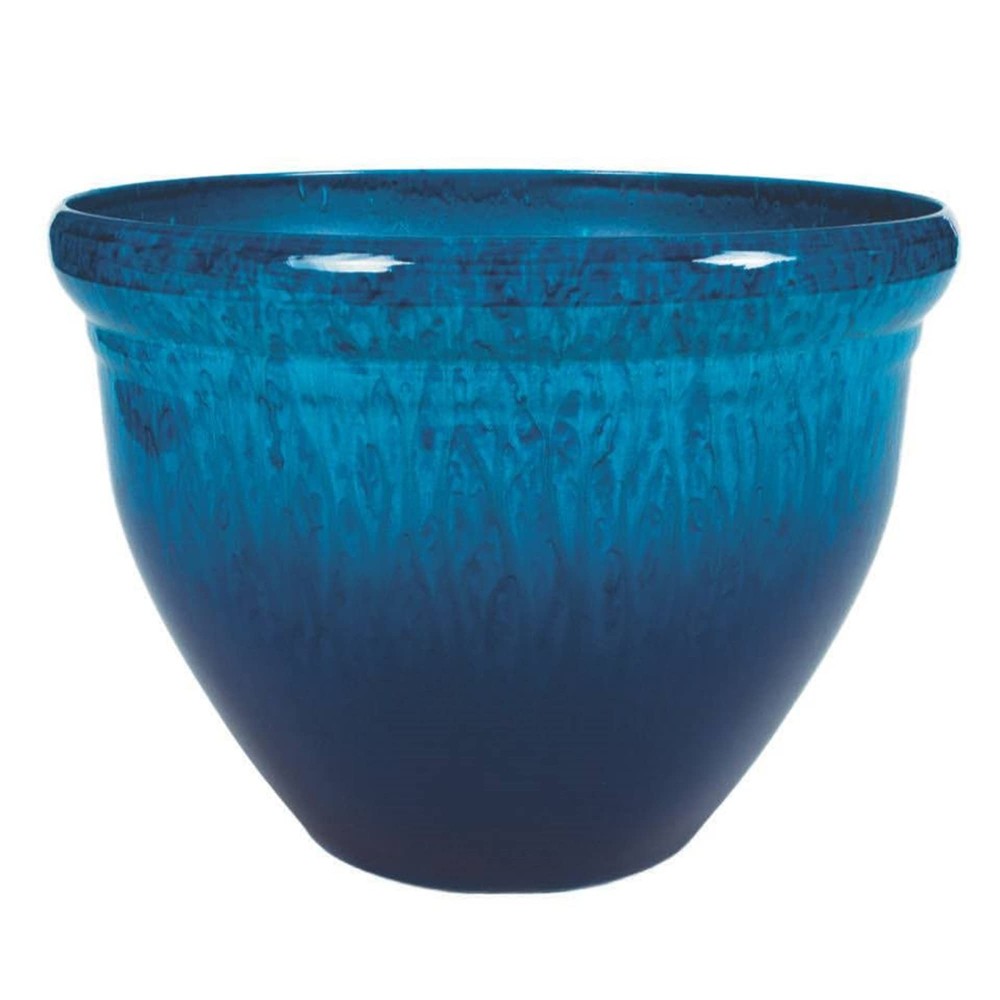 16 Inch Pizzazz Decorative Round Planter - Lightweight Premium Resin Plant Po...