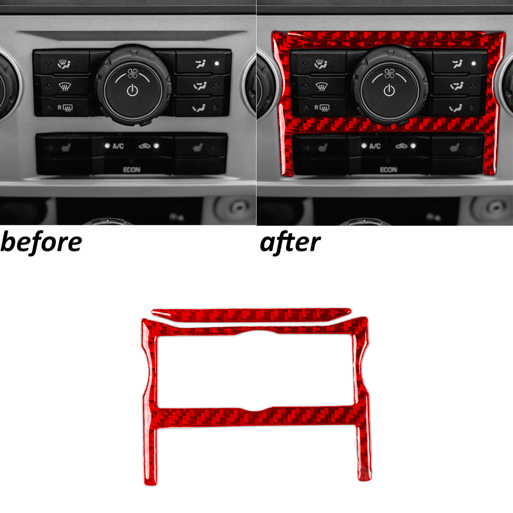 Red Carbon Fiber Console AC Climate Switch Button Trim For Ford Escape 2008-2012