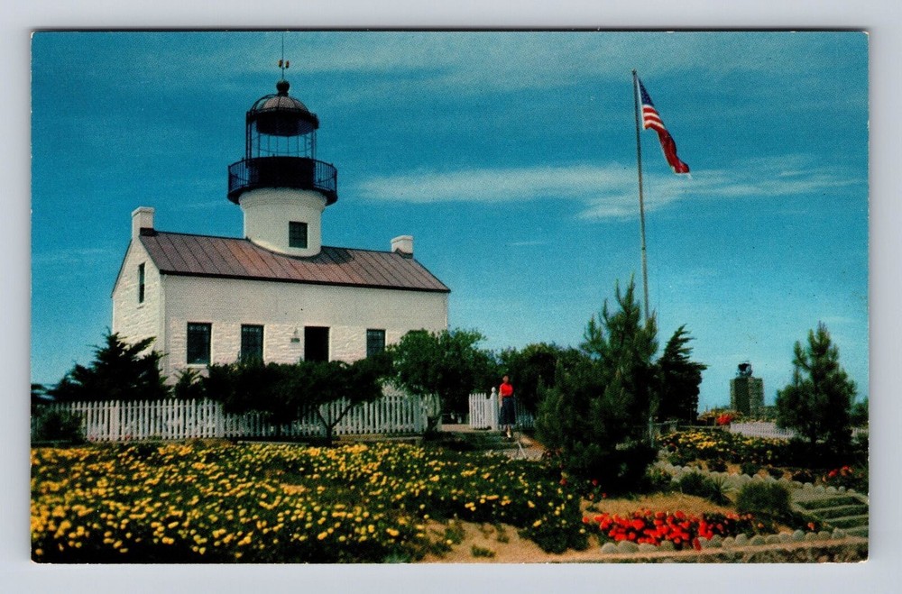 San Diego CA-California, Point Loma, Old Spanish Lighthouse, Vintage Postcard