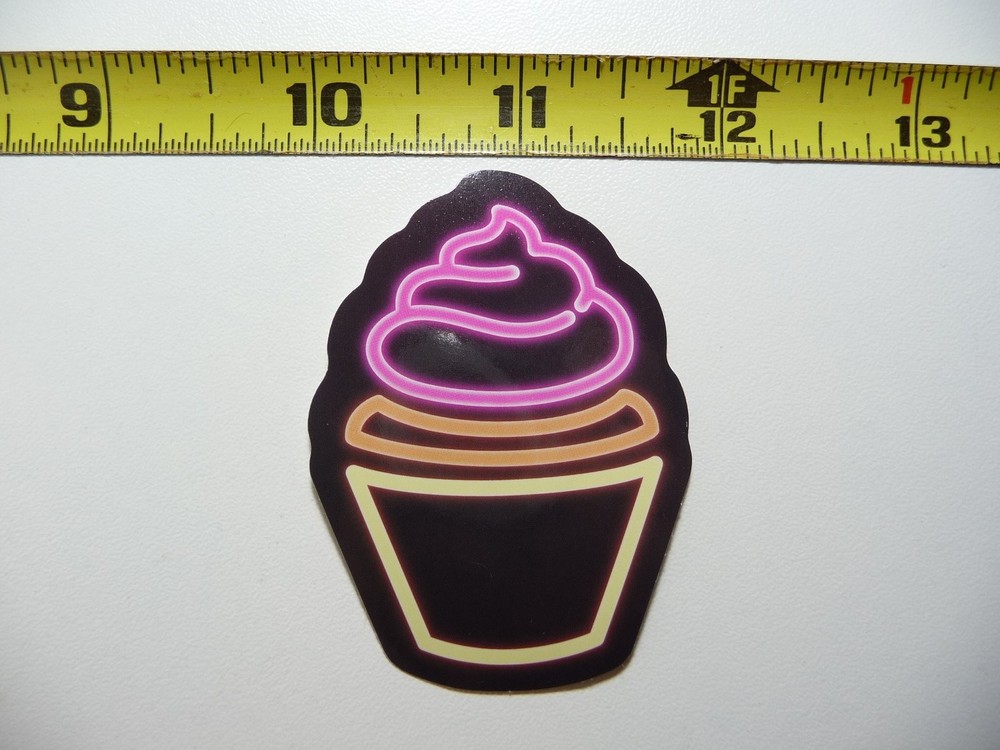 Neon cupcake decal sticker for laptop bakery fun decor