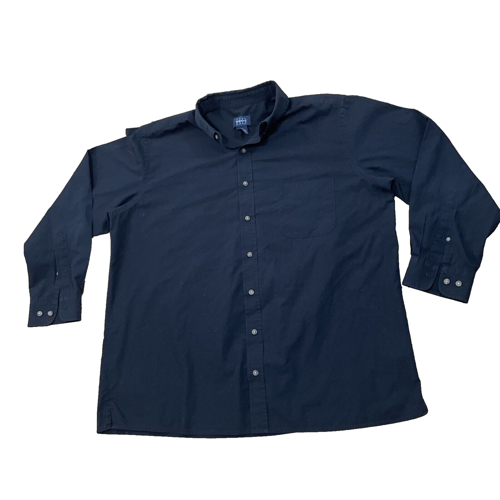 HARBOR BAY Mens XL Black Button Shirt Point Cowboy Fade Lightweight Essential XL