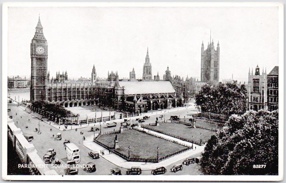 UK England London Parliament Square 1910 Big Ben Abbey Westminster Gothic Pcard
