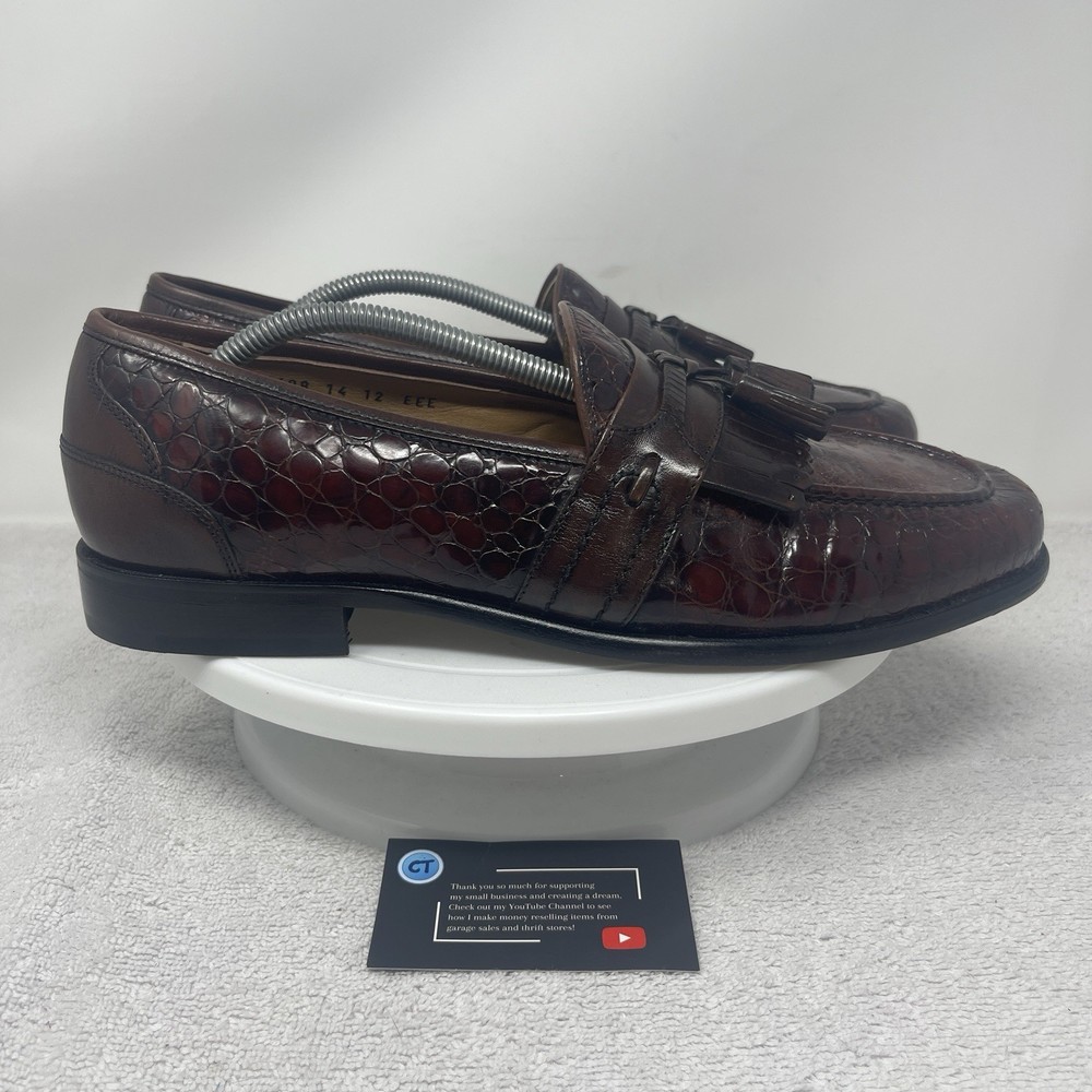 Vintage Florsheim Faux Leather Alligator Caiman Loafers Dress Shoes Men’s 12 EEE