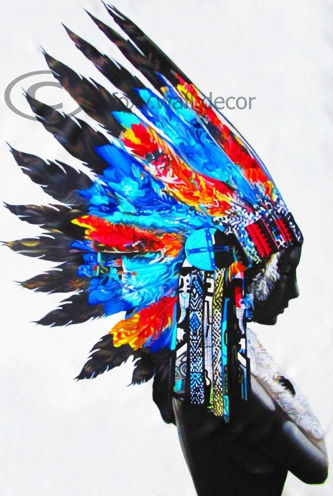 Canvas Print Indian  poster NATIVE AMERICAN street art painting